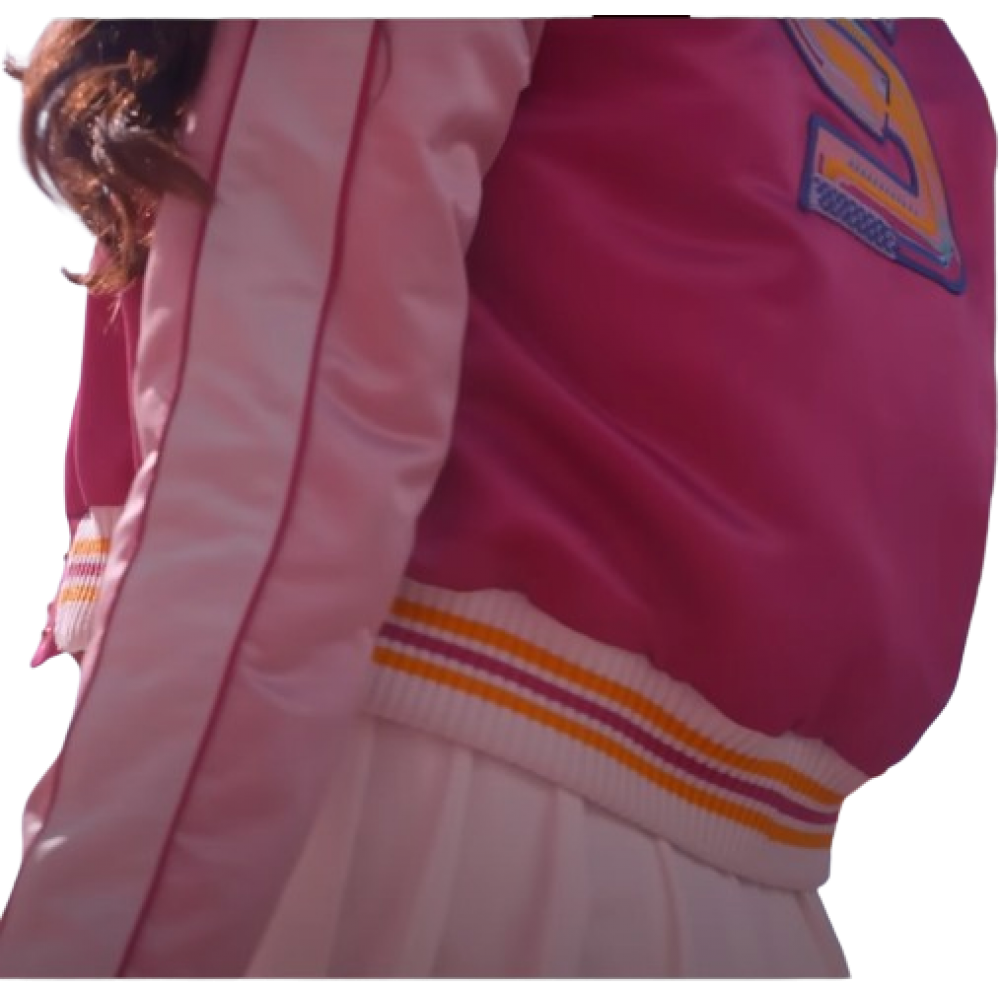 The Substance 2024 Margaret Qualley Pink Bomber Jacket